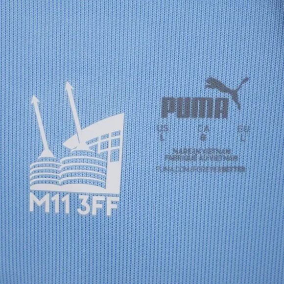 MANCHESTER CITY PUMA Winter Football Jersey Hooded Oversized Sky Blue Size L - Picture 5 of 9